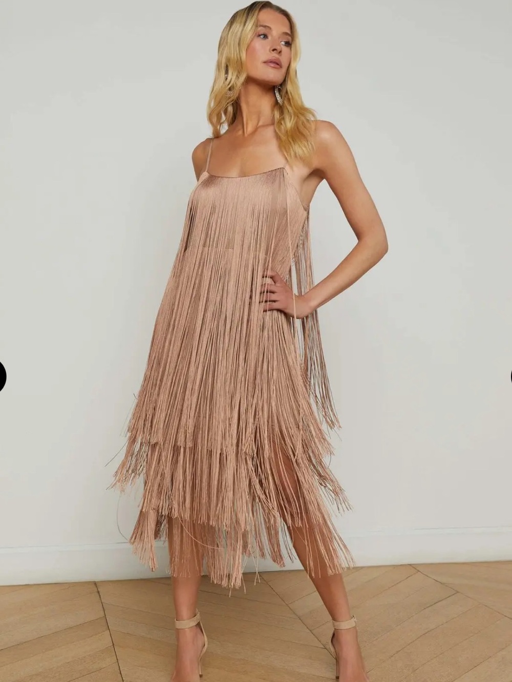 L'AGENCE Taylen Fringe Dress in
Chanterelle size 4